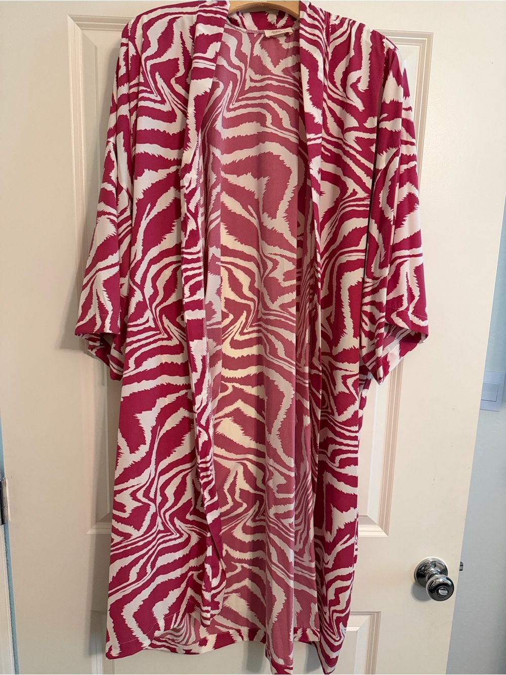 Pink & White Zebra Print Kimono